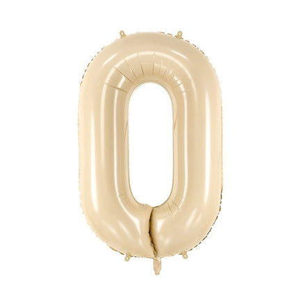 0 Jaar Cijfer Ballon Beige Leeg 72cm van Partydeco koop je bij Partywinkel
