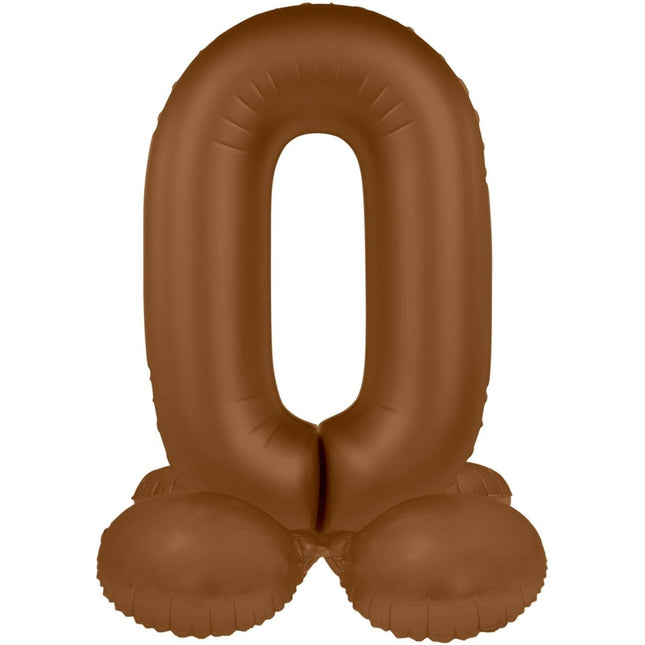 0 Jaar Cijfer Ballon Bruin Mat 41cm van Folat koop je bij Partywinkel
