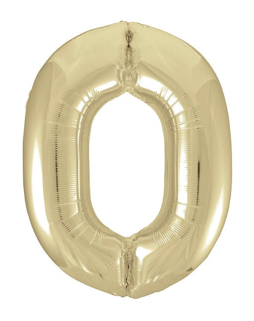 0 Jaar Cijfer Ballon Goud Glans Leeg 86cm van Unique koop je bij Partywinkel