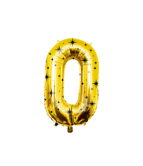 0 Jaar Cijfer Ballon Goud Zwart Sterren 86cm van Paper Dreams koop je bij Partywinkel