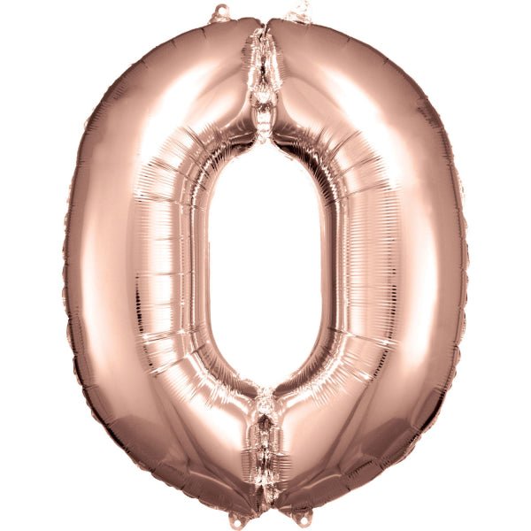 0 Jaar Cijfer Ballon Rose Goud Glanzend Leeg 86cm van Riethmueller koop je bij Partywinkel