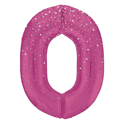 0 Jaar Cijfer Ballon Roze Stippen 86cm van Unique koop je bij Partywinkel