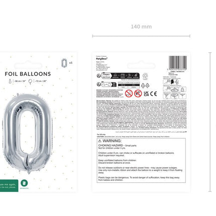 0 Jaar Cijfer Ballon Zilver Leeg 72cm van Partydeco koop je bij Partywinkel