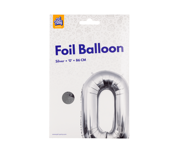 0 Jaar Cijfer Ballon Zilver Leeg 86cm van Paper Dreams koop je bij Partywinkel