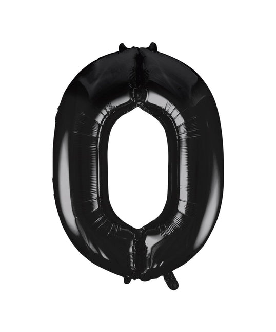 0 Jaar Cijfer Ballon Zwart Leeg 86cm van Unique koop je bij Partywinkel