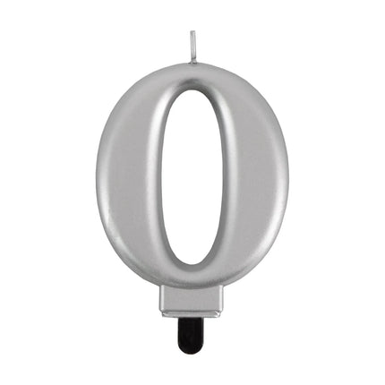 0 Jaar Kaars Zilver Metellic 7cm van VDV Benefit koop je bij Partywinkel