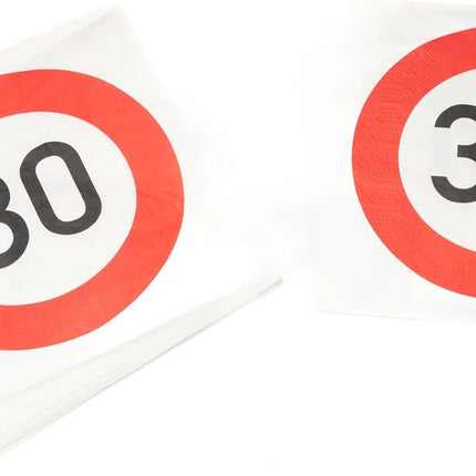 30 Years Napkins, Traffic Sign, 33 cm, 20-pack