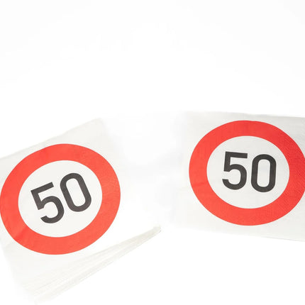 50th Anniversary Napkins, Traffic Sign, 33 cm, 20-pack