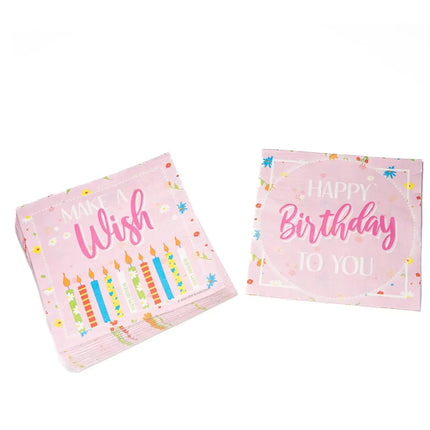 "Happy Birthday" Napkins - Make A Wish, 33 cm, 20-pack