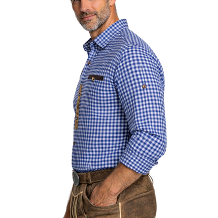 Oktoberfest Blouse, Blue and White