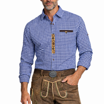 Oktoberfest Blouse, Blue and White