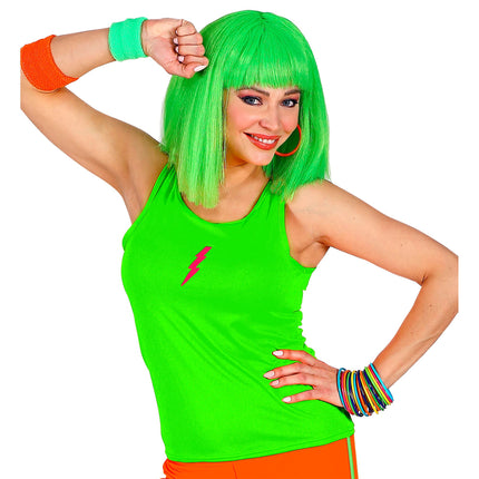 Neon Tank Top, Green Lightning Bolt