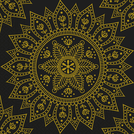 Gold Black Napkins Mandala 33cm 20pcs