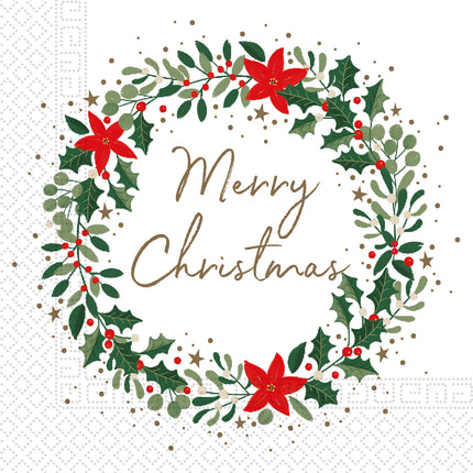 Christmas Napkins White 33cm 20pcs