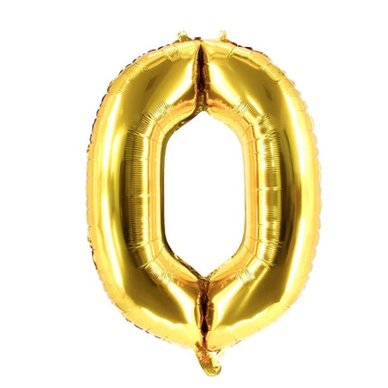 0 Number Balloon, Gold, Empty, 85 cm