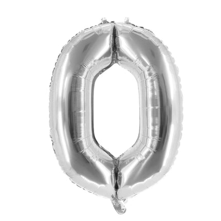 0 Year Number Balloon, Silver, Empty, 85 cm