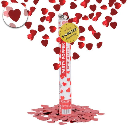 Heart-Shaped Confetti Cannon, Shiny Red, 40 cm