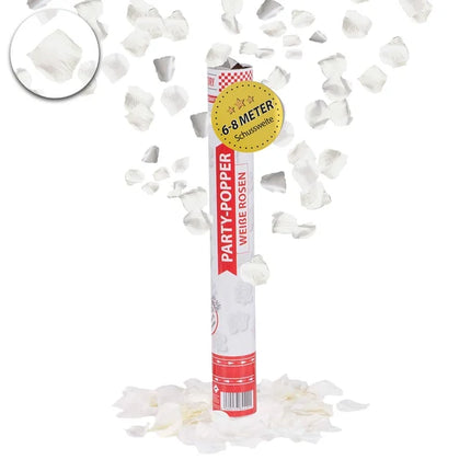 White Rose Confetti Cannon, 40 cm