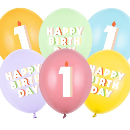 1 Jaar Ballonnen 30cm 6st van Partydeco koop je bij Partywinkel