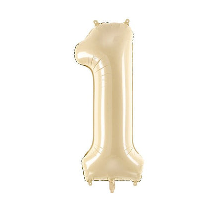 1 Jaar Cijfer Ballon Beige Leeg 72cm van Partydeco koop je bij Partywinkel