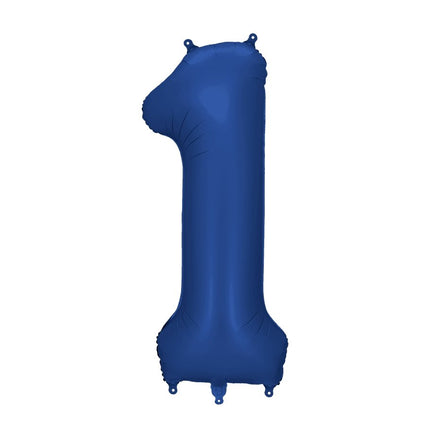 1 Jaar Cijfer Ballon Blauw Satijn Folie Leeg 86cm van Partydeco koop je bij Partywinkel