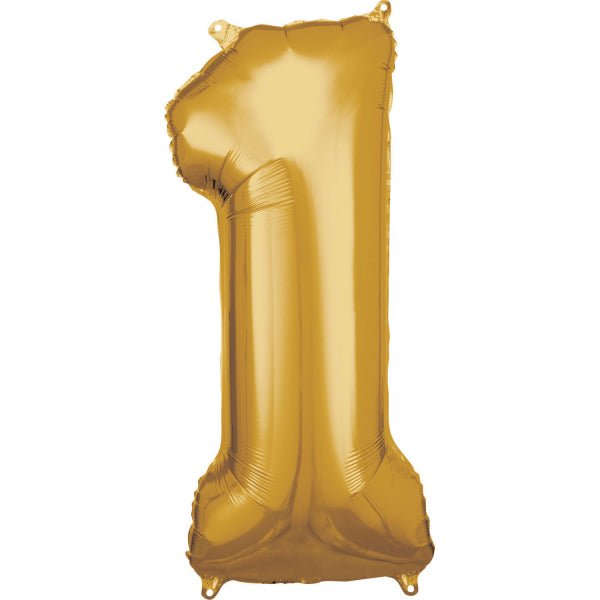 1 Jaar Cijfer Ballon Goud Glanzend Leeg 88cm van Riethmueller koop je bij Partywinkel