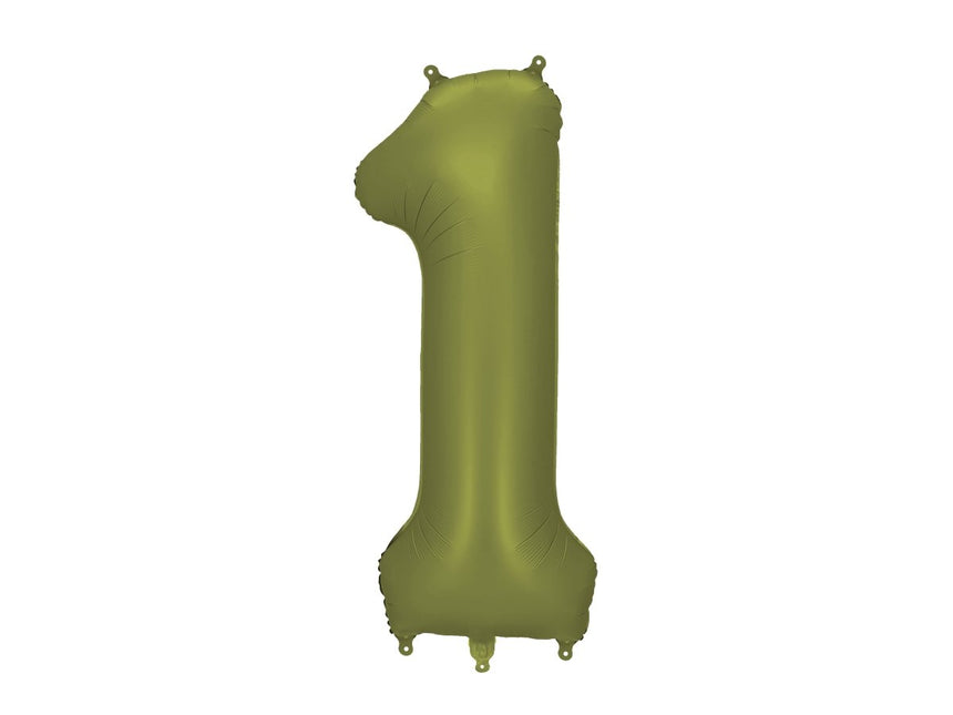 1 Jaar Cijfer Ballon Groen Folie Leeg 86cm van Partydeco koop je bij Partywinkel