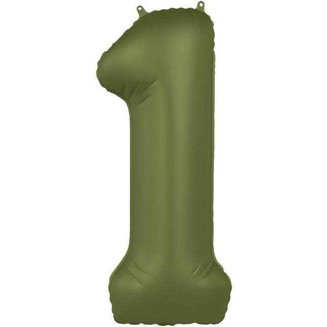 1 Jaar Cijfer Ballon Groen Mat 86cm van Folat koop je bij Partywinkel