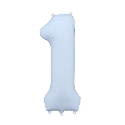 1 Jaar Cijfer Ballon Lichtblauw Mat Leeg 86cm van Partydeco koop je bij Partywinkel