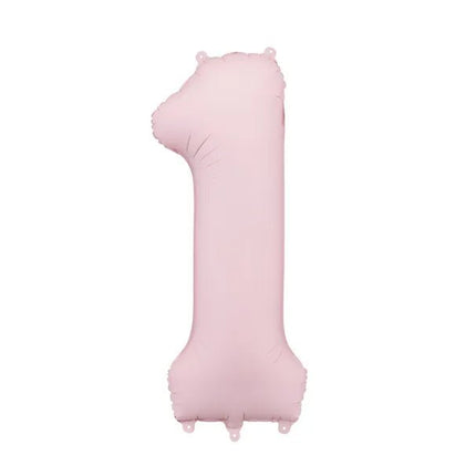 1 Jaar Cijfer Ballon Lichtroze Leeg 86cm van Partydeco koop je bij Partywinkel