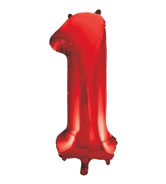 1 Jaar Cijfer Ballon Rood Leeg 86cm van Unique koop je bij Partywinkel