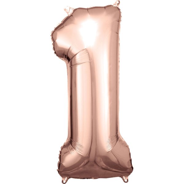 1 Jaar Cijfer Ballon Rose Goud Glanzend Leeg 88cm van Riethmueller koop je bij Partywinkel