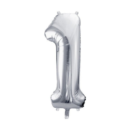 1 Jaar Cijfer Ballon Zilver Leeg 72cm van Partydeco koop je bij Partywinkel