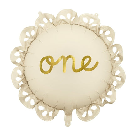1 Jaar Helium Ballon Beige Leeg 51cm van Partydeco koop je bij Partywinkel