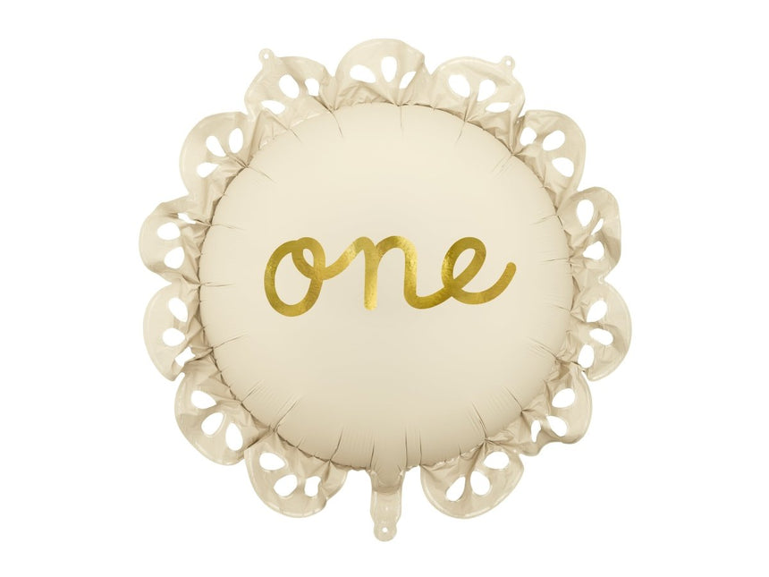 1 Jaar Helium Ballon Beige Leeg 51cm van Partydeco koop je bij Partywinkel