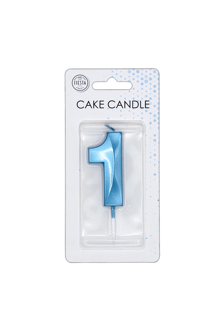 1 Jaar Kaars Blauw Metallic 6cm van WeFiesta koop je bij Partywinkel