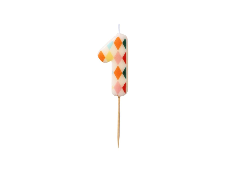 1 Jaar Kaars Gekleurd 5,5cm van Partydeco koop je bij Partywinkel