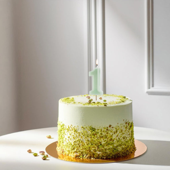 1 Jaar Kaars Mintgroen 10cm van Partydeco koop je bij Partywinkel