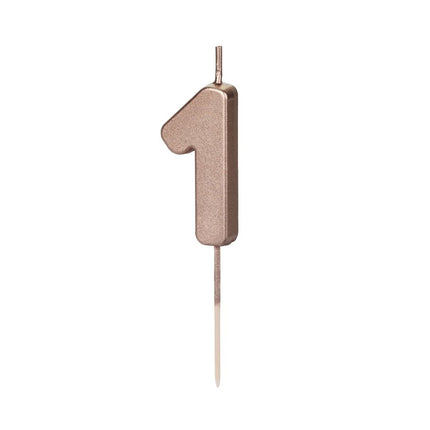 1 Jaar Kaars Rose Goud 9cm van Partydeco koop je bij Partywinkel
