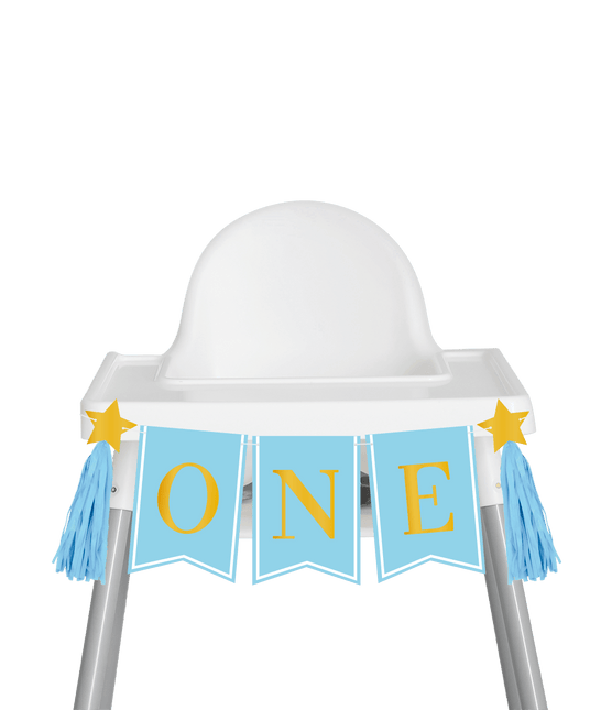 1 Jaar Versiering Pakket Blauw Kinderstoel van Paper Dreams koop je bij Partywinkel