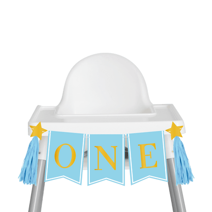 1 Jaar Versiering Pakket Blauw Kinderstoel van Paper Dreams koop je bij Partywinkel