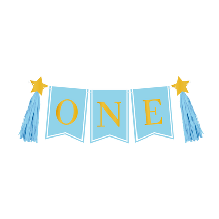 1 Jaar Versiering Pakket Blauw Kinderstoel van Paper Dreams koop je bij Partywinkel