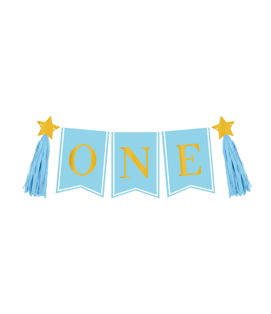 1 Jaar Versiering Pakket Blauw Kinderstoel van Paper Dreams koop je bij Partywinkel