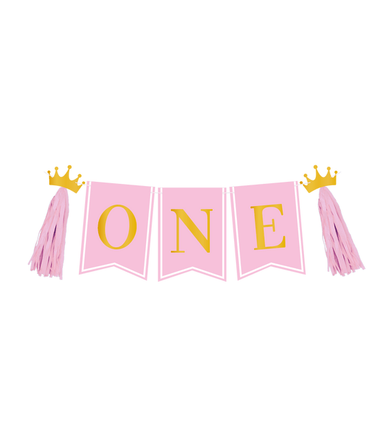 1 Jaar Versiering Pakket Roze Kinderstoel van Paper Dreams koop je bij Partywinkel