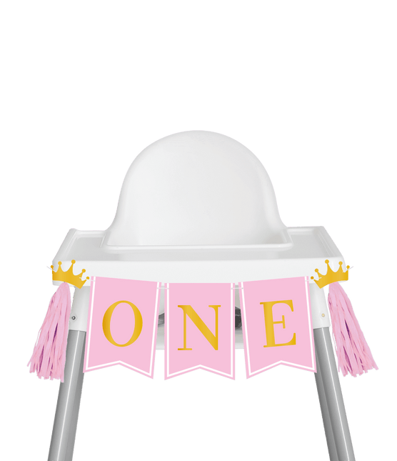 1 Jaar Versiering Pakket Roze Kinderstoel van Paper Dreams koop je bij Partywinkel