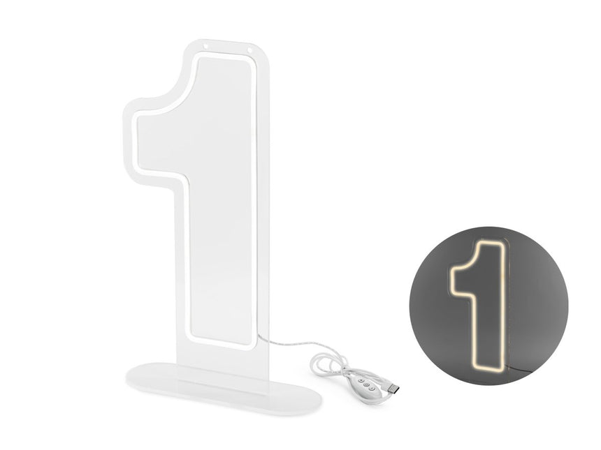 1 Licht Cijfer Wit 50cm van Partydeco koop je bij Partywinkel
