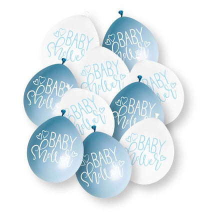 10 stuks blauwe baby shower ballonnen van 23 cm van Unique koop je bij Partywinkel