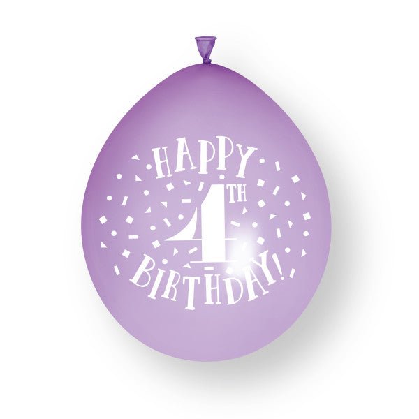 10 stuks Happy 4th Birthday 23cm latex ballonnen van Unique koop je bij Partywinkel