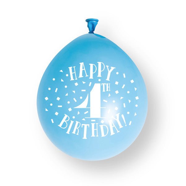10 stuks Happy 4th Birthday 23cm latex ballonnen van Unique koop je bij Partywinkel