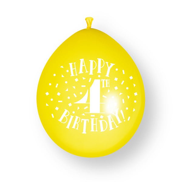 10 stuks Happy 4th Birthday 23cm latex ballonnen van Unique koop je bij Partywinkel